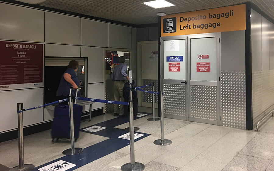 onde deixar as malas no aeroporto de roma
