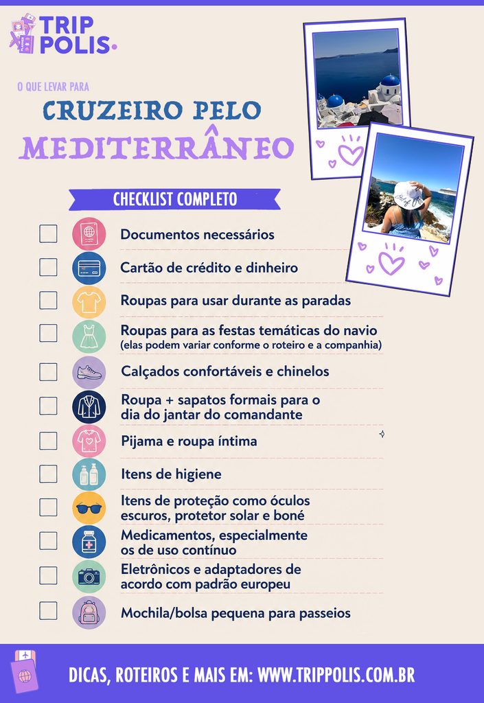 o que levar para um cruzeiro pelo mediterrâneo
